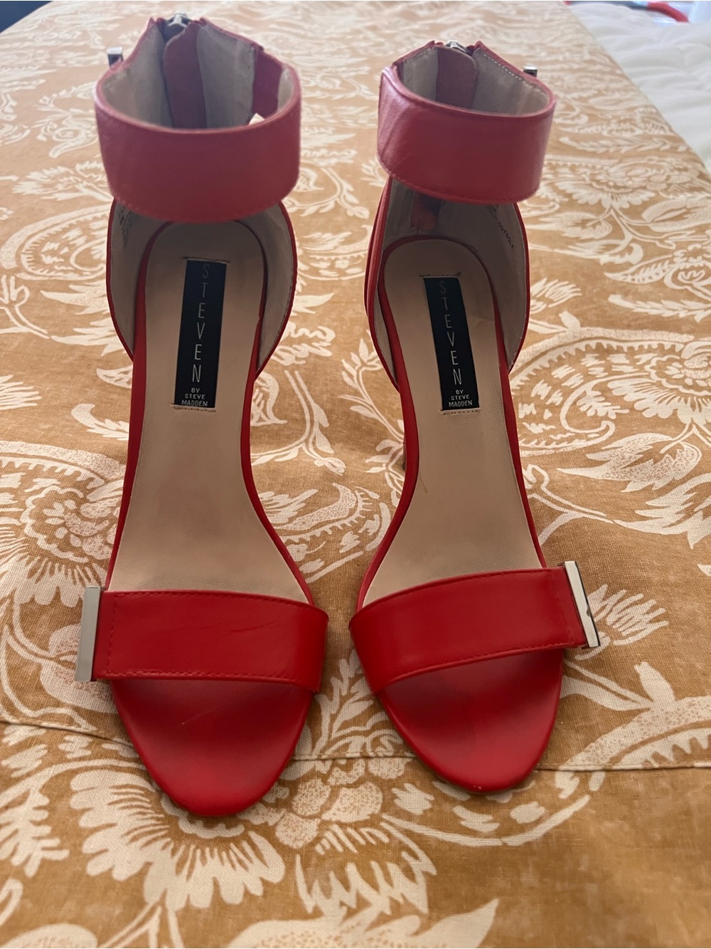 Steve Madden Red Ankle-Strap Block Heels